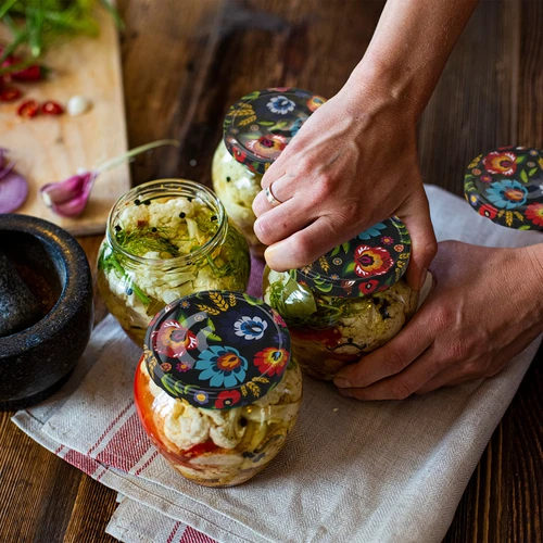 Βάζο Twist-Off Amfora 580 ml με χρωματιστό καπάκι fi82/6-6τεμ. - 16