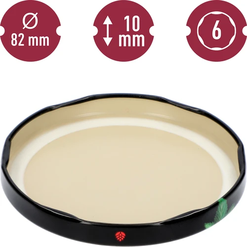 Βιδωτά καπάκια fi 82/6 με φρούτα σε μαύρο φόντο - 10 τεμ. - 4