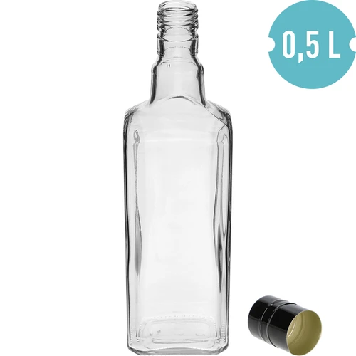 Διακοσμητικό μπουκάλι TYNKTURA 0,5 L, με μαύρο μακρύ βιδωτό καπάκι fi 28 mm, 1 τεμ. - 2