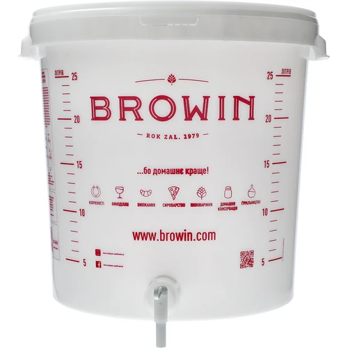 Δοχείο ζύμωσης 30 L με καπάκι, βρύση και υδροπαγίδα ζύμωσης UA - 4