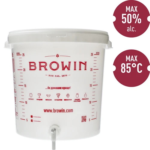 Δοχείο ζύμωσης 30 L με καπάκι, βρύση και υδροπαγίδα ζύμωσης UA - 6