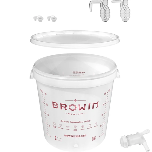 Δοχείο ζύμωσης 30 L με καπάκι - διευρυμένο σετ: 2 υδατοπαγίδες, 2 πώματα, βρυσάκι, EN