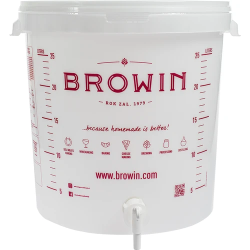 Δοχείο ζύμωσης 30L, σε λευκό χρώμα με εκτύπωση, βρυσάκι και 2 υδροφράκτες - j.EN - 7