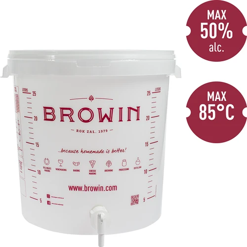 Δοχείο ζύμωσης 30L, σε λευκό χρώμα με εκτύπωση, βρυσάκι και 2 υδροφράκτες - j.EN - 10