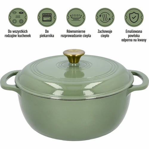 Εμαγιέ κατσαρόλα από χυτοσίδηρο - σε χρώμα φασκόμηλου, 5,8 L - 5