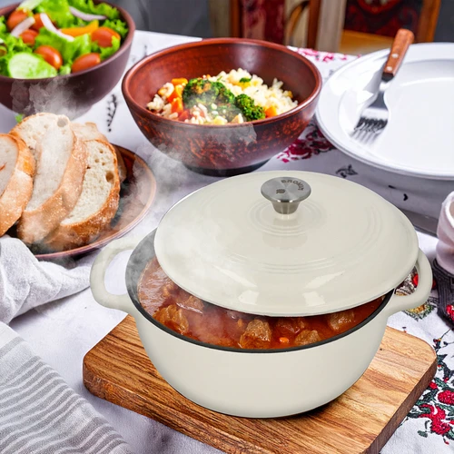 Επισμαλτωμένη χυτοσιδηρή κατσαρόλα - εκρού, 5,8 L - 7