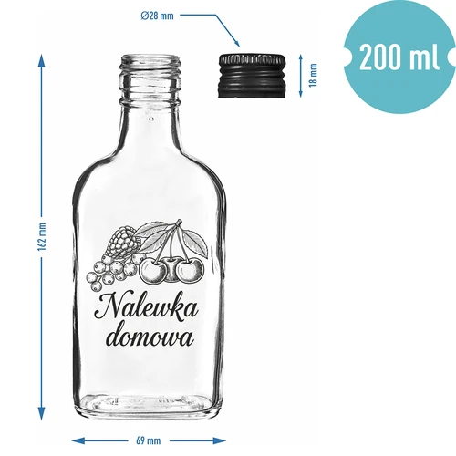 Φλασκί 200 ml με βιδωτό καπάκι, με εκτύπωση «Nalewka domowa», 1 τεμ. - 4