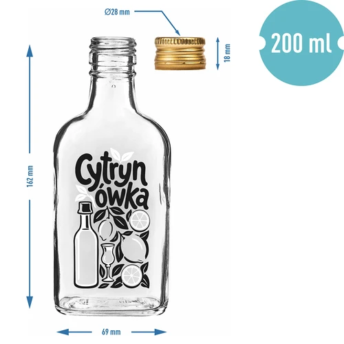 Φλασκί-μπουκάλι 200 ml με βιδωτό καπάκι και εκτύπωση «Cytrynówka», σχέδιο 1 - 4