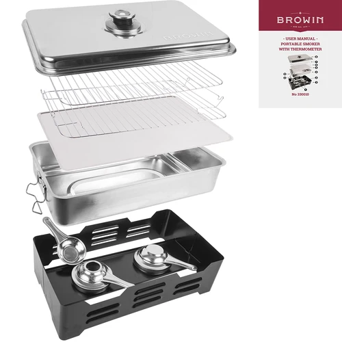 Φορητό καπνιστήριο με θερμόμετρο και ροκανίδια καπνίσματος από οπωροφόρα - 5