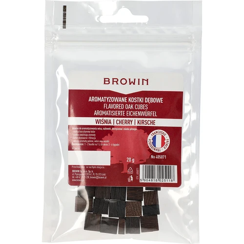 Γαλλικοί δρύινοι κύβοι, έντονα ψημένοι, αρωματισμένοι - Βύσσινο, 20g - 2