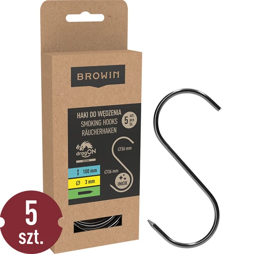 Γάντζοι καπνίσματος - σχήμα S, ακονισμένοι, 3 mm x 100 mm, 5 τεμ.  - 1 