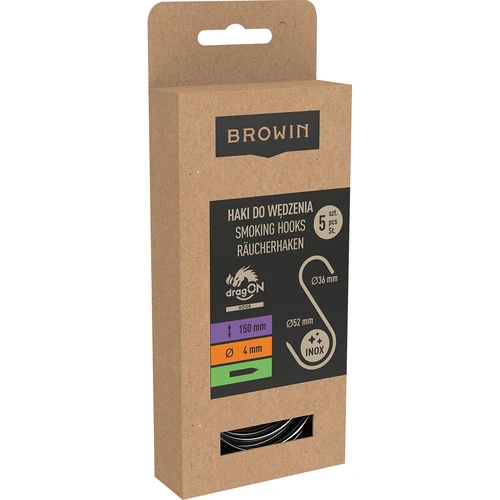 Γάντζοι καπνίσματος - τύπου S, ακονισμένοι, 4 mm x 150 mm, 5 τεμ. - 3