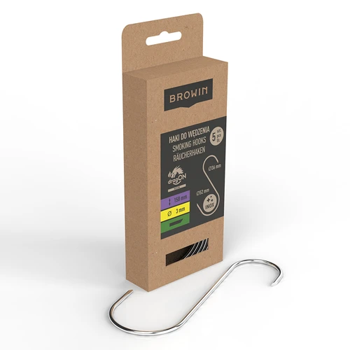 Γάντζοι καπνίσματος - τύπου S, κομμένοι υπό γωνία 45°, 3 mm x 150 mm, 5 τεμ. - 2