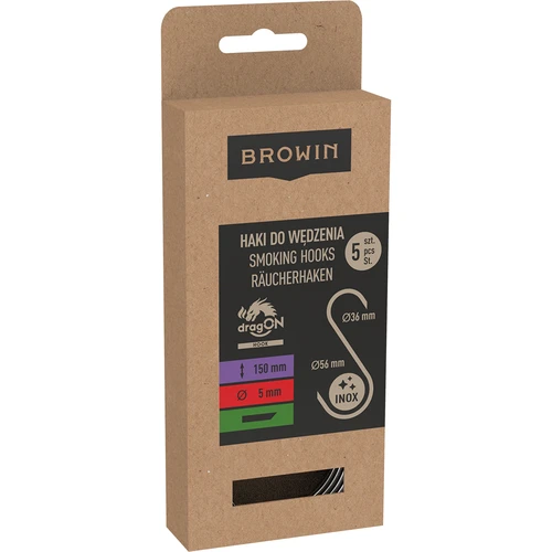 Γάντζοι καπνίσματος - τύπου S, κομμένοι υπό γωνία 45°, 5 mm x 150 mm, 5 τεμ. - 3