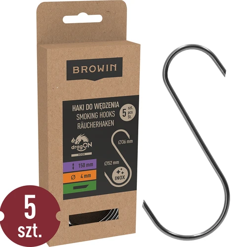 Γάντζοι καπνίσματος - τύπου S, λοξοκομμένες άκρες 45°, 4 mm x 150 mm, 5 τεμ.