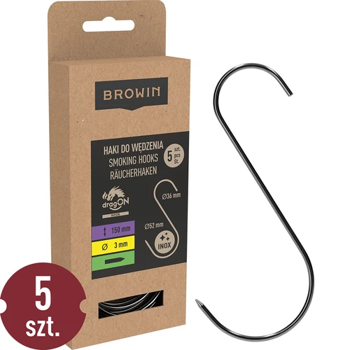 Γάντζοι καπνίσματος - τύπου S, με ακονισμένη αιχμή, 3 mm x 150 mm, 5 τεμ.