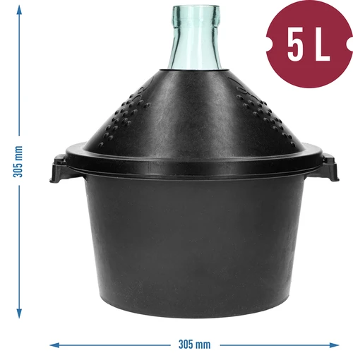 Γυάλινη νταμιτζάνα για κρασί 5 L - με καλάθι από πλαστικό - 7