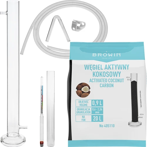 Γυάλινη στήλη διήθησης σε σετ με αλκοολόμετρο, σωληνάκι σιλικόνης και ενεργό άνθρακα καρύδας