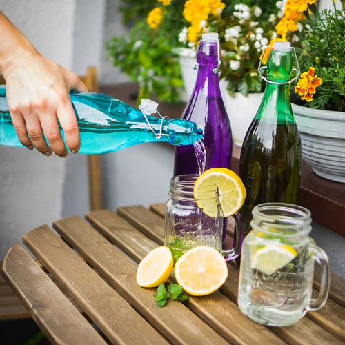 Γυάλινο μπουκάλι 1 L με αεροστεγές κλείσιμο - σε διάφορα χρώματα - 5
