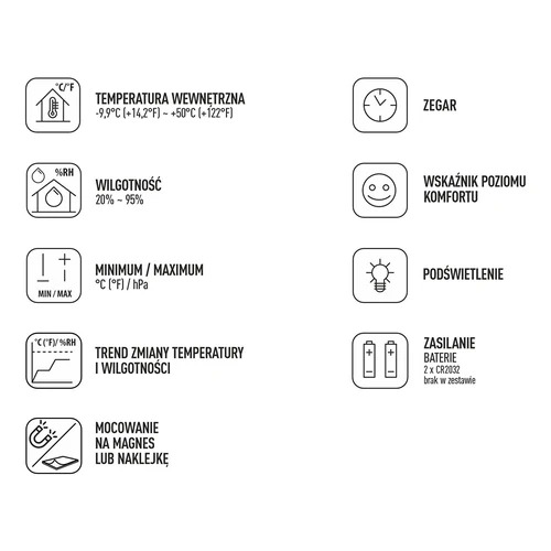 Ηλεκτρονικό θερμόμετρο δωματίου, μαύρο - 13