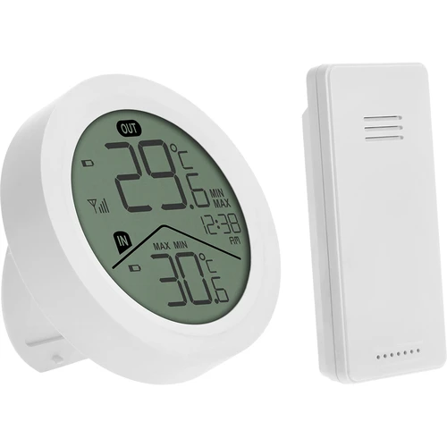 Ηλεκτρονικό θερμόμετρο Soens - με εξωτερικό αισθητήρα, στρογγυλό λευκό - 2