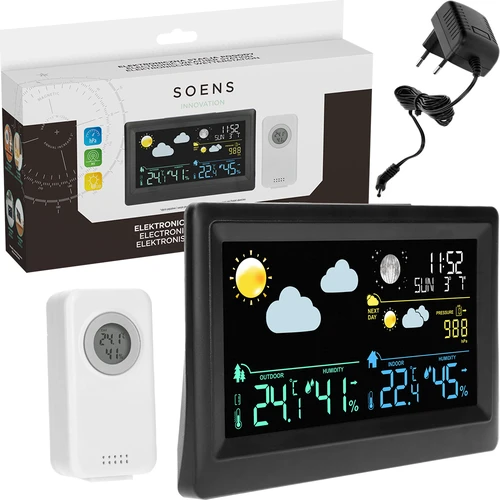 Ηλεκτρονικός μετεωρολογικός σταθμός – ασύρματος, με αισθητήρα, μαύρου χρώματος - 7