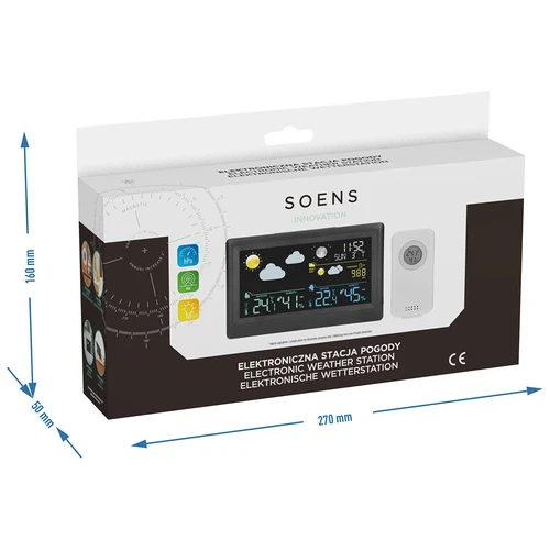 Ηλεκτρονικός μετεωρολογικός σταθμός – ασύρματος, με αισθητήρα, μαύρου χρώματος - 14