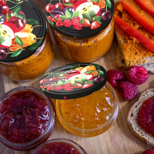 Καπάκι fi 66/4 φρούτα σε μαύρο φόντο - 10 τεμ. - 5