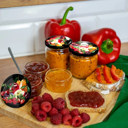 Καπάκι fi 66/4 φρούτα σε μαύρο φόντο - 10 τεμ. - 6