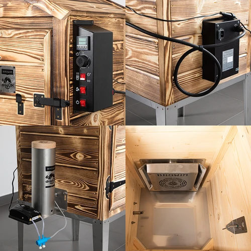 Καπνιστήριο 115 L dragON Wood 60E – ξύλινο, καύσης ξύλου, με ηλεκτρική μονάδα θέρμανσης και ελεγκτή - 4