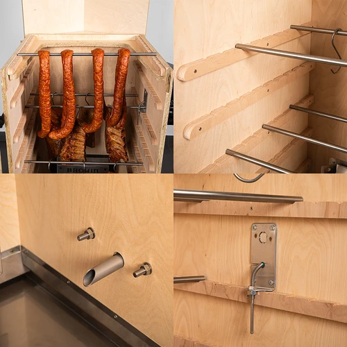 Καπνιστήριο dragON PLYWOOD NATURE χωρίς σκελετό με ελεγκτή Wi-Fi, 200L - 5