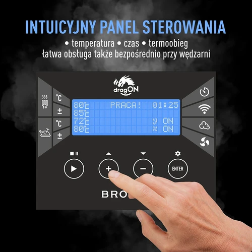 Καπνιστήριο με Wi‑Fi, 200 L – dragON WOOD 100IQ με ηλεκτρική μονάδα θέρμανσης και ελεγκτή, με καύση ξύλου - 7