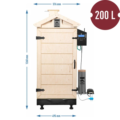 Καπνιστήριο χωρίς σκελετό dragON PLYWOOD NATURE με ελεγκτή Wi-Fi, 200L - 8