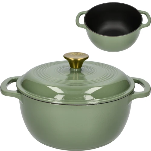 Κατσαρόλα χυτοσιδηρή εμαγιέ - σε απόχρωση φασκόμηλου, 4L