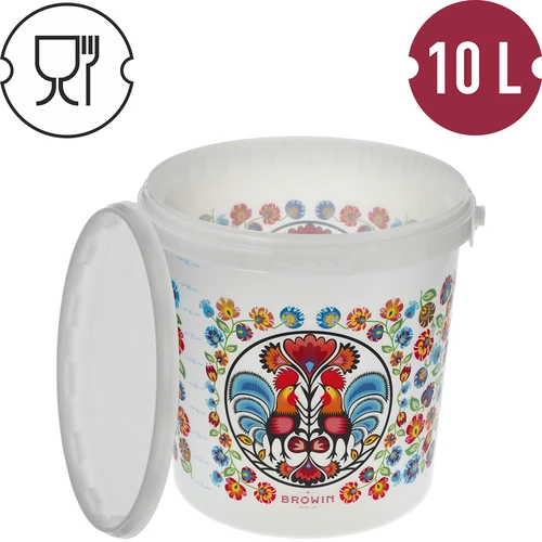 Κουβάς τροφίμων GWIOZDA - με καπάκι, 10 L - 4