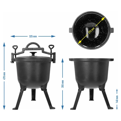 Κυνηγετικό χυτοσιδηρό καζάνι με εμαγιέ εσωτερικό, 8 L - 5