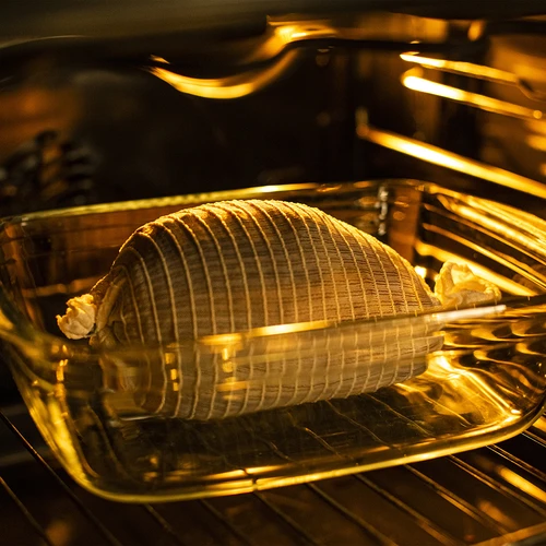 Λευκό δίχτυ αλλαντοποιίας με διαστάσεις 12,5 cm x 5 m, με θερμική αντοχή έως 220°C - 6