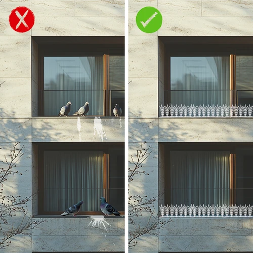 Λωρίδες με ακίδες απώθησης πτηνών, διακοσμητικές, λευκές - από πλαστικό, 6 τεμ. - 7