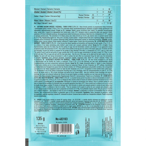 Μαγιά Turbo X-Pure 21,3% 48h, 25 L - 2