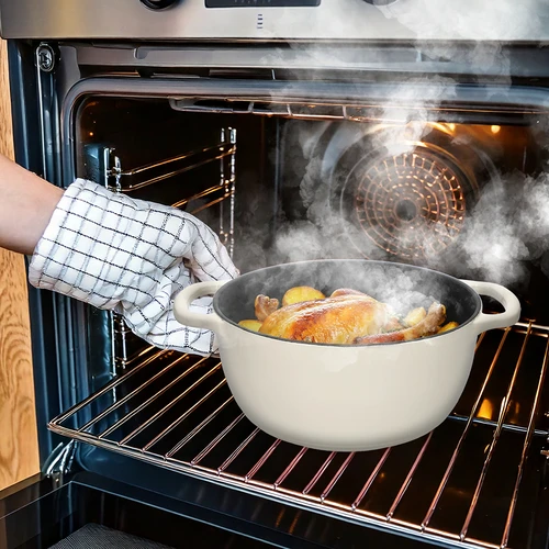 Μαντεμένια εμαγιέ κατσαρόλα - εκρού, 4 L - 8