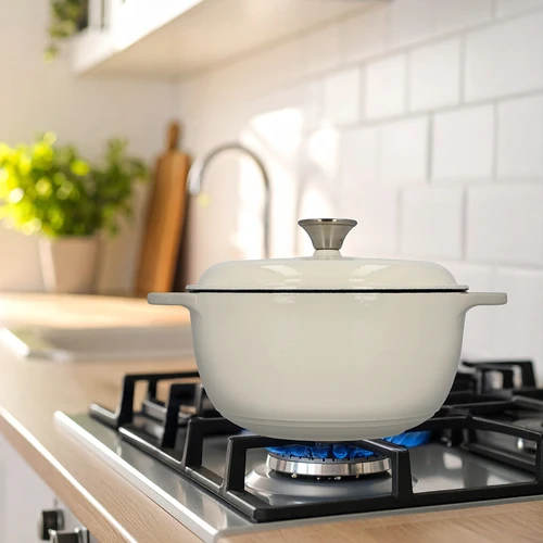 Μαντεμένια εμαγιέ κατσαρόλα - εκρού, 4 L - 9