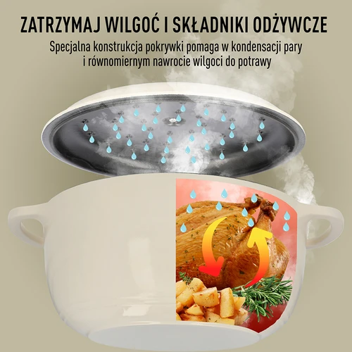 Μαντεμένια κατσαρόλα εμαγιέ - εκρού, 5,8L - 6