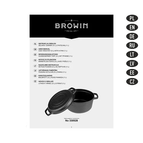 Μαντεμένια κατσαρόλα με τηγάνι, 5 L + 1 L - 12