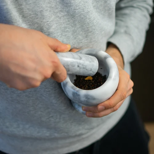 Μαρμάρινο γουδί κουζίνας, γκρι, Ø 10,5 cm - 13