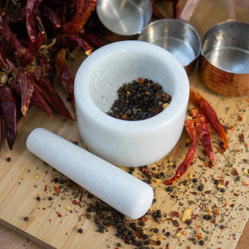 Μαρμάρινο γουδί κουζίνας, λευκό, Φ 10 cm - 11