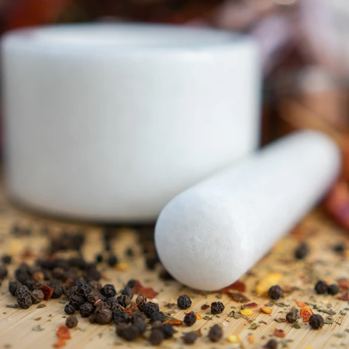 Μαρμάρινο γουδί κουζίνας, λευκό, Φ 10 cm - 12