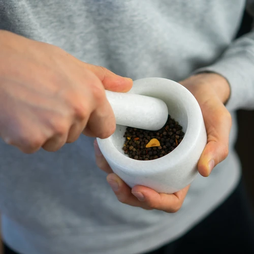 Μαρμάρινο γουδί κουζίνας, λευκό, Φ 10 cm - 13