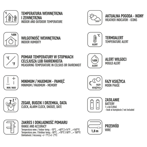 Μετεωρολογικός σταθμός – ηλεκτρονικός, με αισθητήρα, λευκός - 6
