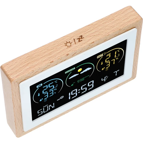 Μετεωρολογικός σταθμός (RCC,DCF) - ηλεκτρονικός, ασύρματος, με οπίσθιο φωτισμό, με αισθητήρα, λευκός - 4