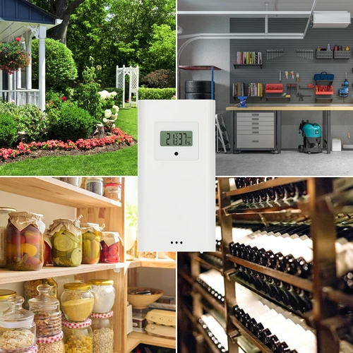 Μετεωρολογικός σταθμός (RCC,DCF) - ηλεκτρονικός, ασύρματος, με οπίσθιο φωτισμό, με αισθητήρα, λευκός - 12